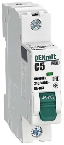Выключатель автоматический DEKraft ВА-103 1п 5А C 6кА картинка